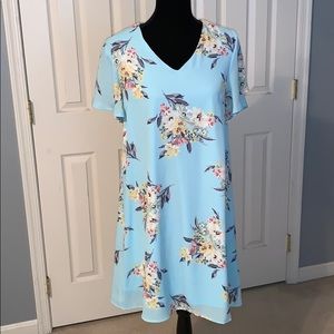 Francesca’s Light blue floral shift dress